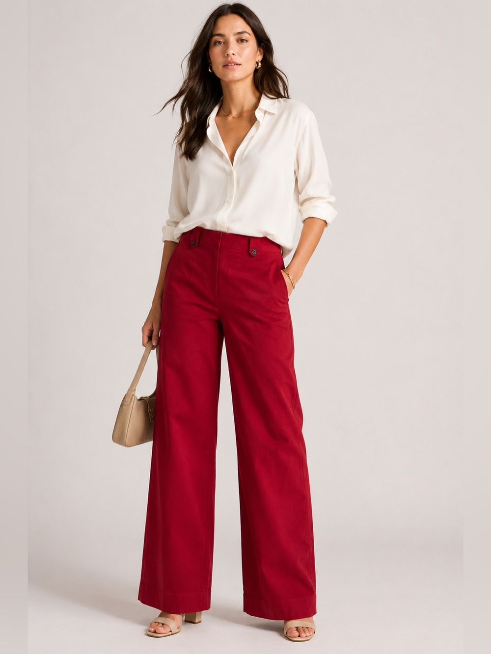 Banana Republic Wide-Leg High-Rise Pants in Deep Red
